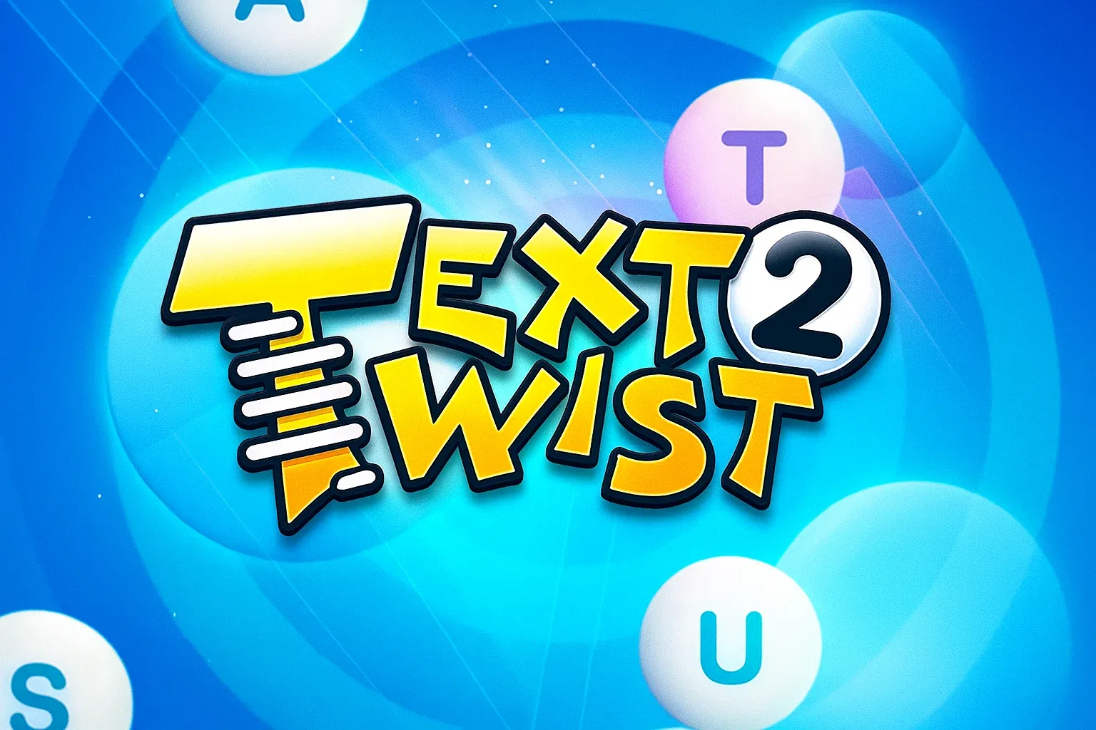 A blue and yellow game called Text Twist 2.