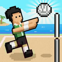 A man in a green shirt is jumping to hit a volleyball.