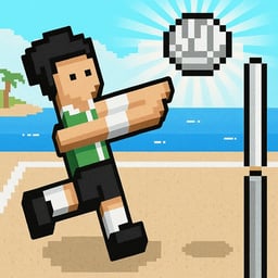 A man in a green shirt is jumping to hit a volleyball.