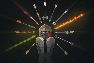 A man in a suit with a bow and arrow.