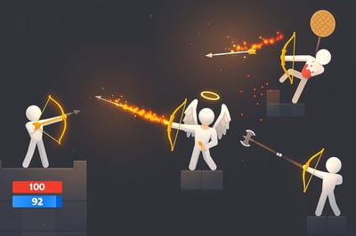 A game screen shot of a person with a bow and arrow.