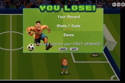 A soccer game with a score of 0-1.